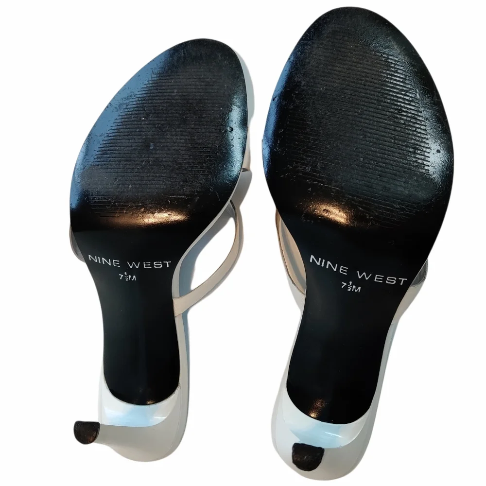Nine West Bayla White Strappy Sandals EUC sz 7.5